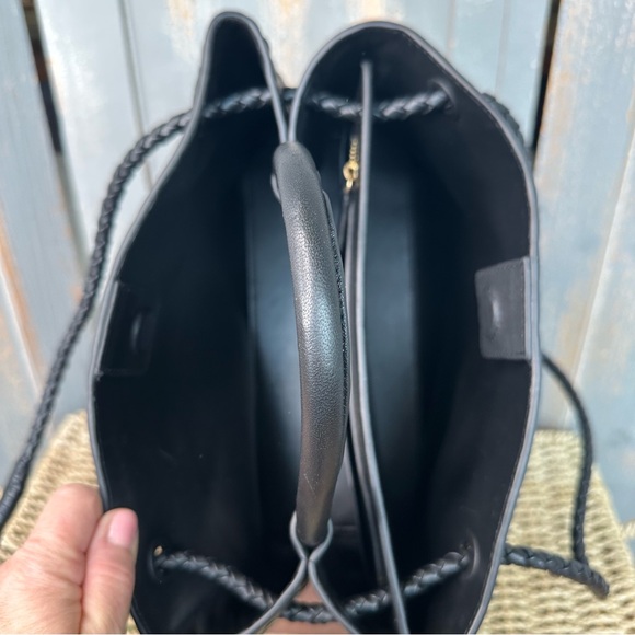 Quince Italian Leather Handwoven Satchel Black NWOT - Picture 10 of 16